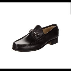 Black Gucci horsebit accent loafers 7.5